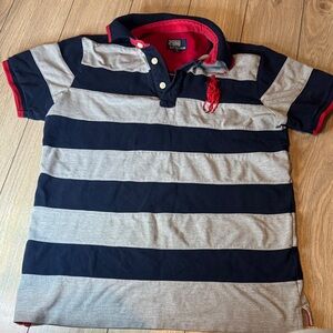 Ralph Lauren Navy, Gray & Red Striped Polo